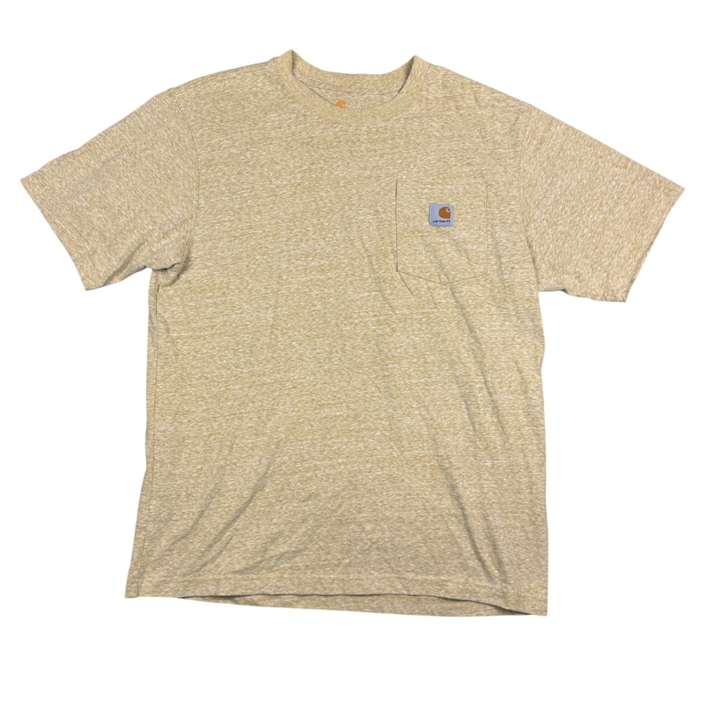 Carhartt Mens Pocket T-Shirt Medium Original Fit Heather Tan Yellow Workwear Tee